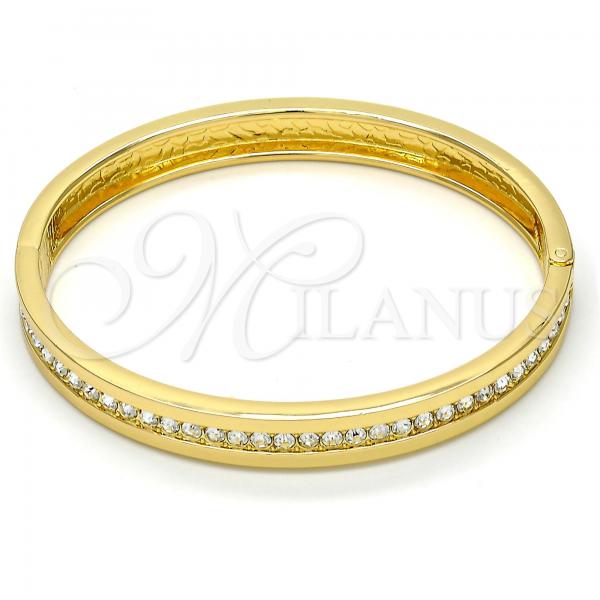 Gold Tone Individual Bangle, with White Crystal, Polished, Golden Finish, 07.252.0019.05.GT (08 MM Thickness, Size 5 - 2.50 Diameter)