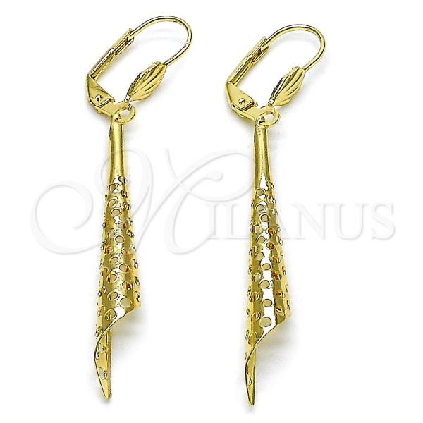 Oro Laminado Dangle Earring, Gold Filled Style Filigree Design, Polished, Golden Finish, 5.072.010.1