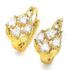Oro Laminado Small Hoop, Gold Filled Style Teardrop Design, with White Cubic Zirconia, Polished, Golden Finish, 02.196.0001.15