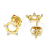 Oro Laminado Stud Earring, Gold Filled Style with White Cubic Zirconia, Polished, Golden Finish, 02.156.0314