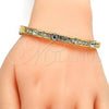 Gold Tone Individual Bangle, with White Crystal, Polished, Golden Finish, 07.252.0029.04.GT (05 MM Thickness, One size fits all)