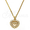 Oro Laminado Pendant Necklace, Gold Filled Style Mom Design, with White Cubic Zirconia, Polished, Golden Finish, 04.63.1274.18