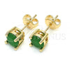 Oro Laminado Stud Earring, Gold Filled Style with Fern Green Cubic Zirconia, Polished, Golden Finish, 02.284.0010.5