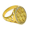 Oro Laminado Multi Stone Ring, Gold Filled Style Flower Design, with White Cubic Zirconia, Polished, Golden Finish, 01.118.0050.07 (Size 7)