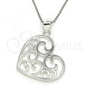 Sterling Silver Fancy Pendant, Heart Design, Polished,, 05.398.0029