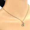 Oro Laminado Pendant Necklace, Gold Filled Style Heart Design, with White Micro Pave, Polished, Golden Finish, 04.195.0033.20