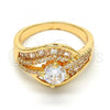 Gold Tone Multi Stone Ring, with White Cubic Zirconia, Polished, Golden Finish, 01.199.0004.08.GT (Size 8)