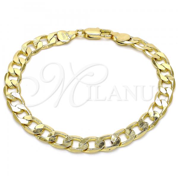 Oro Laminado Basic Bracelet, Gold Filled Style Curb Design, Polished, Golden Finish, 5.222.002.08