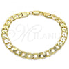 Oro Laminado Basic Bracelet, Gold Filled Style Curb Design, Polished, Golden Finish, 5.222.002.08