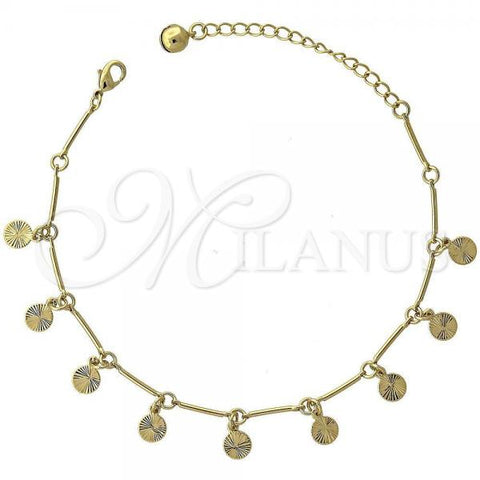 Oro Laminado Charm Bracelet, Gold Filled Style Diamond Cutting Finish, Golden Finish, 03.63.0372