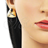 Oro Laminado Stud Earring, Gold Filled Style Hollow Design, Polished, Golden Finish, 02.195.0340