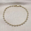 Oro Laminado Fancy Anklet, Gold Filled Style Puff Mariner Design, Polished, Golden Finish, 04.326.0006.10