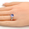 Rhodium Plated Multi Stone Ring, Ball Design, with Tanzanite Swarovski Crystals, Polished, Rhodium Finish, 01.239.0006.1 (One size fits all)
