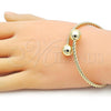 Oro Laminado Individual Bangle, Gold Filled Style Ball and Twist Design, Polished, Golden Finish, 07.93.0022