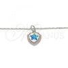 Rhodium Plated Pendant Necklace, Star Design, with Blue Topaz Opal and White Micro Pave, Polished, Rhodium Finish, 04.63.1325.6.18