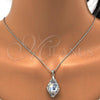 Oro Laminado Pendant Necklace, Gold Filled Style Flower Design, with Blue Shade Swarovski Crystals and White Micro Pave, Polished, Golden Finish, 04.239.0013.1.16