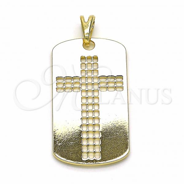 Oro Laminado Religious Pendant, Gold Filled Style Cross Design, Polished, Golden Finish, 05.09.0066