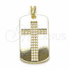 Oro Laminado Religious Pendant, Gold Filled Style Cross Design, Polished, Golden Finish, 05.09.0066