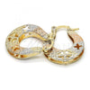 Oro Laminado Small Hoop, Gold Filled Style Diamond Cutting Finish, Tricolor, 02.65.2531.20