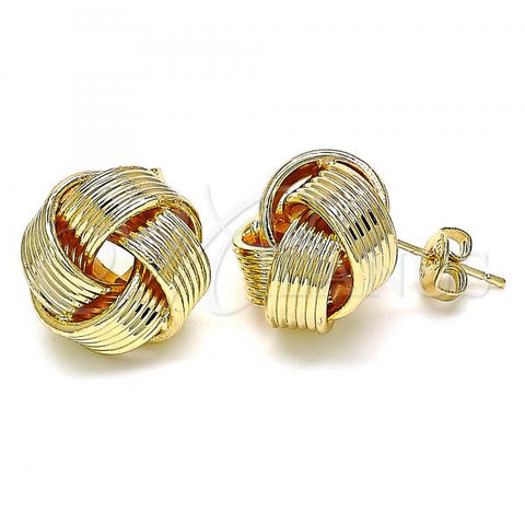 Oro Laminado Stud Earring, Gold Filled Style Love Knot Design, Polished, Golden Finish, 02.63.2702