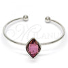 Rhodium Plated Individual Bangle, with Cyclamen Opal Swarovski Crystals, Polished, Rhodium Finish, 07.239.0006.2 (02 MM Thickness, One size fits all)