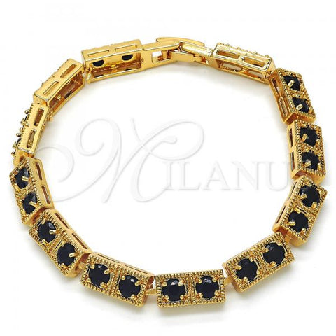 Oro Laminado Fancy Bracelet, Gold Filled Style with Black Cubic Zirconia, Polished, Golden Finish, 03.266.0020.07
