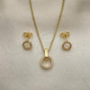 Oro Laminado Necklace and Earring, Gold Filled Style with White Crystal, Polished, Golden Finish, 10.156.0060.1