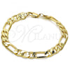 Oro Laminado Basic Bracelet, Gold Filled Style Figaro Design, Polished, Golden Finish, 5.222.011.08