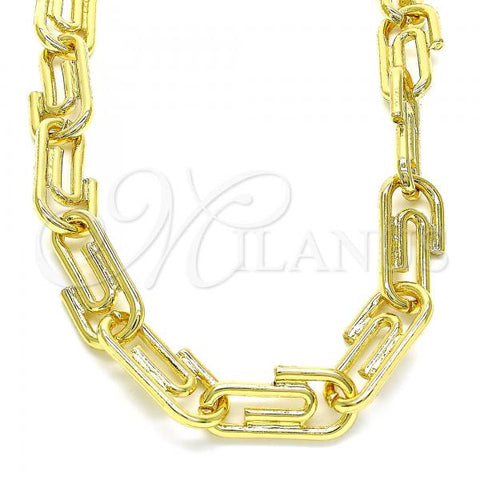 Oro Laminado Basic Necklace, Gold Filled Style Paperclip Design, Polished, Golden Finish, 04.362.0040.18