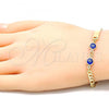 Oro Laminado Fancy Bracelet, Gold Filled Style Evil Eye Design, Blue Resin Finish, Golden Finish, 03.63.2140.1.06