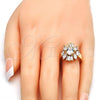 Oro Laminado Multi Stone Ring, Gold Filled Style with White Cubic Zirconia, Polished, Golden Finish, 01.210.0050.08 (Size 8)