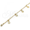 Oro Laminado Charm Anklet , Gold Filled Style Teardrop Design, Polished, Golden Finish, 04.63.1373.10