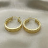 Oro Laminado Small Hoop, Gold Filled Style Greek Key Design, Polished, Golden Finish, 02.170.0203.25