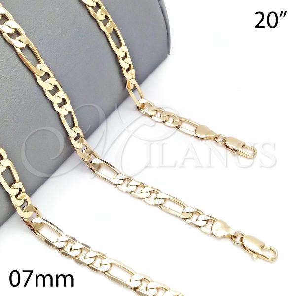 Oro Laminado Basic Necklace, Gold Filled Style Figaro Design, Polished, Golden Finish, 5.222.012.20