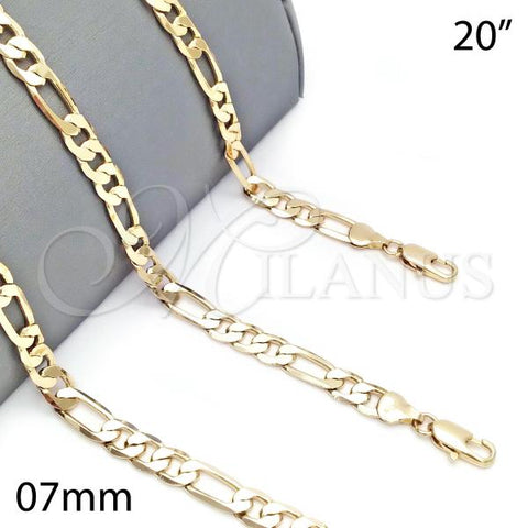 Oro Laminado Basic Necklace, Gold Filled Style Figaro Design, Polished, Golden Finish, 5.222.012.20
