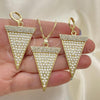 Oro Laminado Earring and Pendant Adult Set, Gold Filled Style with White Crystal and Ivory Pearl, Polished, Golden Finish, 10.99.0009