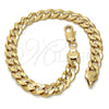 Oro Laminado Basic Bracelet, Gold Filled Style Concave Cuban Design, Polished, Golden Finish, 5.223.002.08