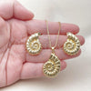 Oro Laminado Earring and Pendant Adult Set, Gold Filled Style Snail and Box Design, Polished, Golden Finish, 10.282.0014