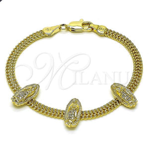 Gold Filled Bracelet — Fancy Bracelet Guadalupe and Bismark Design with White — main product view — SKU 156729 | Oro Laminado brazalete — elegante Bracelet Guadalupe and Bismark diseño with blanco — SKU 156729