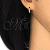 Oro Laminado Huggie Hoop, Gold Filled Style with White Cubic Zirconia, Polished, Golden Finish, 02.99.0042.10