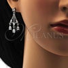 Rhodium Plated Long Earring, Teardrop Design, with White Cubic Zirconia, Polished, Rhodium Finish, 02.206.0054.2