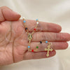 Oro Laminado Thin Rosary, Gold Filled Style Caridad del Cobre and Crucifix Design, with Multicolor Azavache, Polished, Golden Finish, 09.63.0111.18
