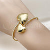 Oro Laminado Individual Bangle, Gold Filled Style Heart Design, with White Cubic Zirconia, Polished, Golden Finish, 07.421.0002