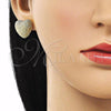 Oro Laminado Stud Earring, Gold Filled Style Heart Design, Matte Finish, Golden Finish, 02.195.0276