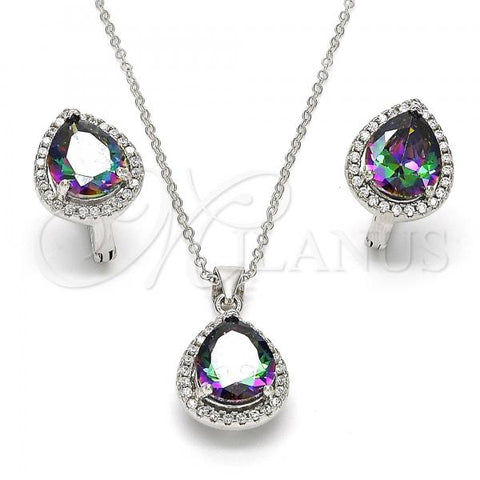 Sterling Silver Earring and Pendant Adult Set, Teardrop Design, with  Cubic Zirconia and White Crystal, Polished, Rhodium Finish, 10.186.0028