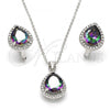 Sterling Silver Earring and Pendant Adult Set, Teardrop Design, with  Cubic Zirconia and White Crystal, Polished, Rhodium Finish, 10.186.0028