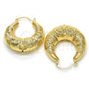 Oro Laminado Medium Hoop, Gold Filled Style Spiral and Hollow Design, Diamond Cutting Finish, Golden Finish, 02.170.0225.35
