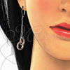 Sterling Silver Long Earring, Love Design, with White Cubic Zirconia, Polished, Rhodium Finish, 02.186.0166.1