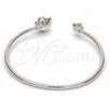 Rhodium Plated Individual Bangle, Flower Design, with Rose and Aurore Boreale Swarovski Crystals, Polished, Rhodium Finish, 07.239.0011.7 (02 MM Thickness, One size fits all)