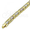 Oro Laminado Fancy Bracelet, Gold Filled Style Diamond Cutting Finish, Tricolor, 03.102.0069.07